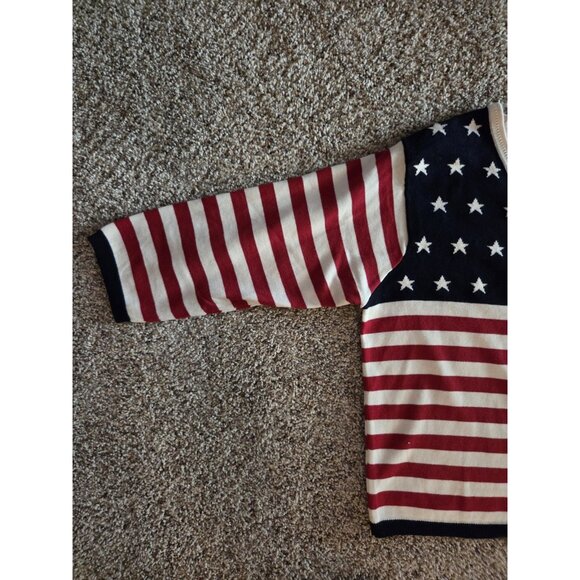 Sz Medium Marisa Canvas USA Flag Sweater 4th of July Cotton Patriotic 3/4 Sleeve - Picture 6 of 10